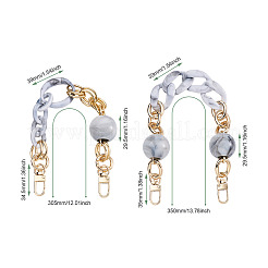2 pieza de asa de bolso de acrílico con 2 cuentas ovaladas y redondas de estilo&nbsp;FIND-GN0001-16B