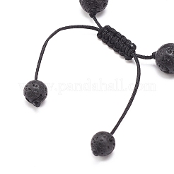 Bracelet en perles rondes tressées aigue-marine naturelle & pierre de lave & hématite synthétique&nbsp;BJEW-JB08387-06