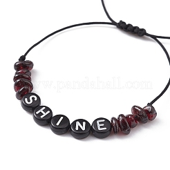 Braccialetti di perline intrecciate con granato naturale&nbsp;BJEW-JB09608-05