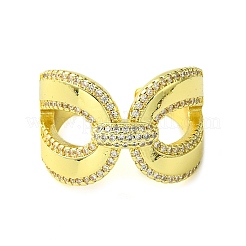 Anneau de manchette ouvert en laiton micro pavé de zircone cubique&nbsp;RJEW-K256-16G
