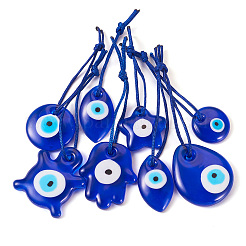16 pendentif décoratif en verre fait main en forme de mauvais œil&nbsp;HJEW-TA0001-17