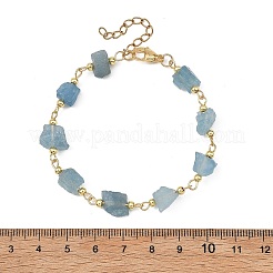 Bracelets à maillons en perles d'aigue-marine brute naturelle pour femmes&nbsp;BJEW-JB13970