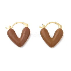 Boucles d'oreilles créoles en forme de coeur en laiton&nbsp;EJEW-R013-03G