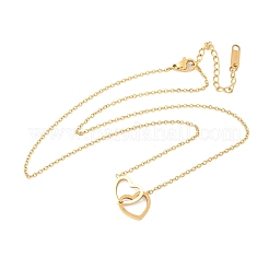 201 collane con ciondolo a forma di cuore intrecciato in acciaio inossidabile per donna&nbsp;NJEW-D307-01G