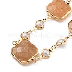 Facettierte quadratische Glasperlen-Halsketten&nbsp;NJEW-R263-09G