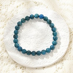 Bracelets extensibles en perles rondes en apatite naturelle&nbsp;BJEW-G697-01A