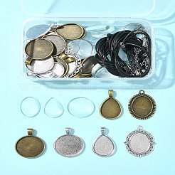 DIY Blanko-Kuppel-Set aus Glaslegierung und gewachster Kordel für die Halskettenherstellung&nbsp;DIY-FS0007-65