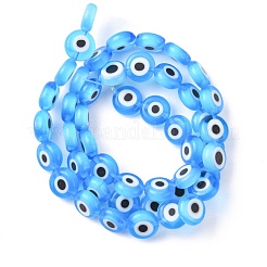 Handmade bösen Blick lampwork flache runde Perle Stränge&nbsp;LAMP-L058-8mm-09