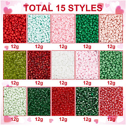 15 Farben Glas Saatperlen&nbsp;SEED-HY0001-15B