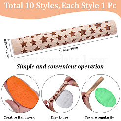 10 rullo per texture in argilla con manico in legno in 10 stili&nbsp;TOOL-CN0001-12B