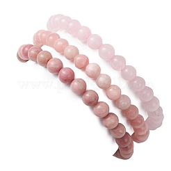 3 bracciale elastico con perline rotonde in rodocrosite naturale&nbsp;BJEW-JB12836