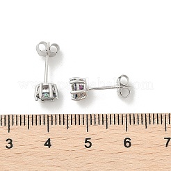 925 Ohrstecker aus Sterlingsilber mit Moissanit-Strass&nbsp;EJEW-U042-05P-01