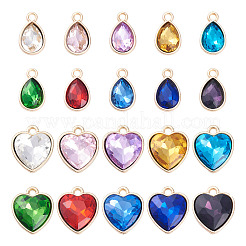 40 Stück 20 Stile facettierte Glas-Strass-Anhänger&nbsp;GLAA-TA0001-44