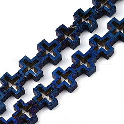 Brins de perles de pierre de lave naturelle galvanisées&nbsp;G-K388-02A