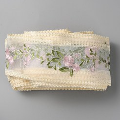 Rubans de dentelle de fleurs brodés en polyester&nbsp;DIY-WH0430-317