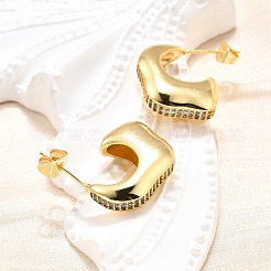 Aretes de circonita cúbica transparente con micropavé de latón para mujer&nbsp;EJEW-U056-01B-G