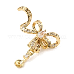 Micro pavé di ottone trasparente cubic zirconia piegato su fermagli&nbsp;KK-C075-50G