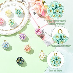 10 pz pendenti di fiori con perline di vetro&nbsp;PALLOY-CJ00109