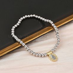 Messing-Armbänder mit ovalen Charms&nbsp;BJEW-B148-03A-02