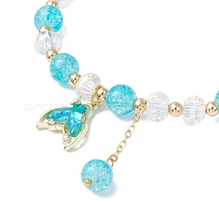 4 pz 4 colori braccialetti elastici in perline di vetro e ottone&nbsp;BJEW-JB11769