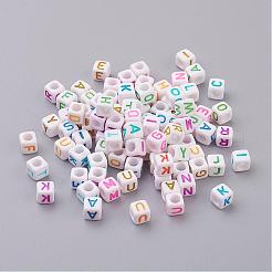Perline con lettere, 500 pezzi, 4x7 mm, argento con nero