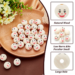 Perles européennes en bois imprimées&nbsp;WOOD-FG0001-31