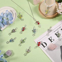 48 pieza de decoraciones colgantes de vidrio galvanizado transparente de 6 colores&nbsp;HJEW-CA00071