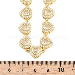 Collane tennis a forma di cuore con pavé di zirconi cubici trasparenti in ottone&nbsp;KK-CBA4547-17A-G