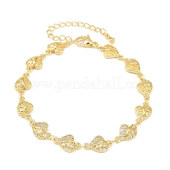 Bracciali a catena con micro pavé di zirconi cubici trasparenti in ottone per donna&nbsp;BJEW-A090-09E-G