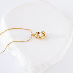 1 collana con ciondolo ovale in perle di plastica e pavé in acciaio inossidabile per donna&nbsp;AJ1636