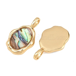Unregelmäßige Anhänger aus Messing mit natürlicher Paua-Muschel&nbsp;KK-I453-01G-02