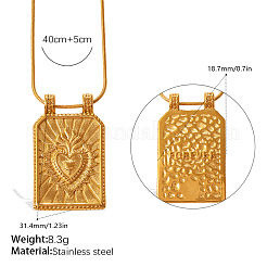 Collane unisex con ciondolo a forma di cuore sacro rettangolare testurizzato in acciaio inossidabile 304.&nbsp;WG14EDC-01