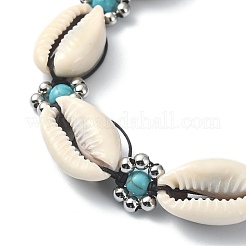 Braccialetti con perline intrecciate di turchese sintetico e conchiglia naturale&nbsp;BJEW-TA00417