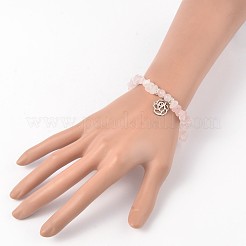 Naturelle quartz rose de perle bracelets extensibles&nbsp;X-BJEW-JB01996-01