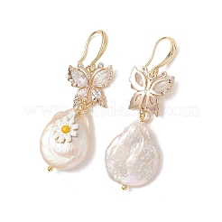 Natürliche Barockperle Keshi Perle baumeln Ohrringe&nbsp;EJEW-JE07241