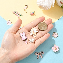 10 pièces 10 styles pendentifs en émail en alliage plaqué or clair&nbsp;ENAM-YW0006-29