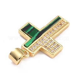 Ciondoli in vero ottone placcato oro 18k con micro pavé di zirconi chiari&nbsp;KK-G402-10G-B