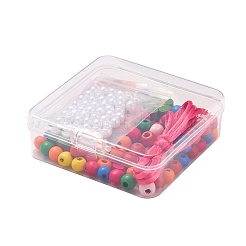 160 pièces rondes et fleurs en bois/perles en plastique&nbsp;DIY-FS0001-51