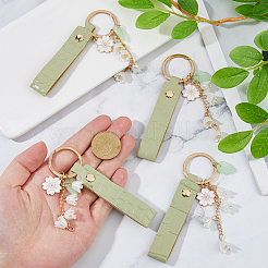 4 porte-clés pendentif fleur en plastique&nbsp;AJEW-DC0003-43