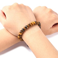 Verstellbare natürliche Tigerauge geflochtene Perlenarmbänder&nbsp;BJEW-F369-A06