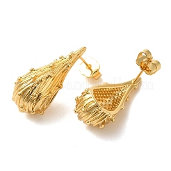 Vraies boucles d'oreilles en laiton plaqué 18k or véritable&nbsp;EJEW-G382-11C-G