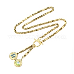 Collar con colgante de letra y ojo de acero inoxidable 304 con baño de iones (IP) y esmalte azul cielo&nbsp;STAS-Z102-01G-R