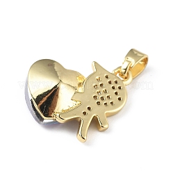 Colgantes de circonio cúbico transparente micro pavé de latón chapado en oro real de 18k&nbsp;KK-C015-21G-05