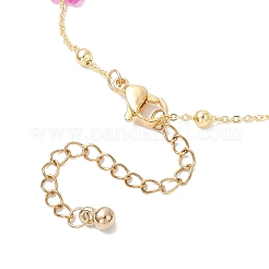 Pulseras de eslabones de flores de vidrio y latón para mujer&nbsp;BJEW-JB12383