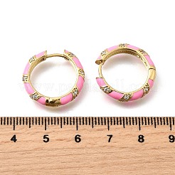 Orecchini a cerchio huggie in zirconi cubici trasparenti micro pavè&nbsp;EJEW-H121-22G-05