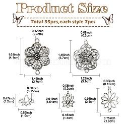 Fascini del connettore della lega di stile tibetano di 25pcs 5 stili&nbsp;TIBE-YW0001-60