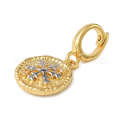 Weihnachten Messing Strass flache runde Anhänger Dekorationen&nbsp;KK-H498-01G-04