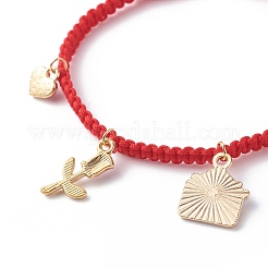 Emaille-Charme-Armband mit Herzumschlag aus Rosenlegierung&nbsp;BJEW-JB08682-02