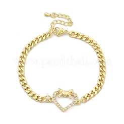 Braccialetti in ottone con micro pavé di zirconi trasparenti&nbsp;BJEW-Z082-03G-02