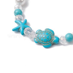 Stretch-Armbänder aus synthetischen Türkisperlen für Damen&nbsp;BJEW-TA00601